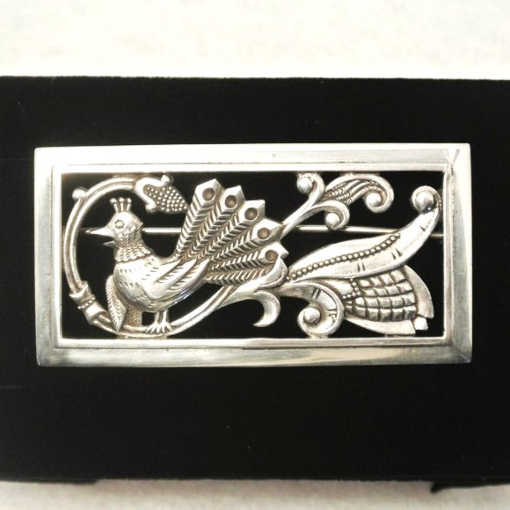 Brooch "Firebird", 875 silver, Leningrad Jewelry and Watch Factory, USSR, 1953